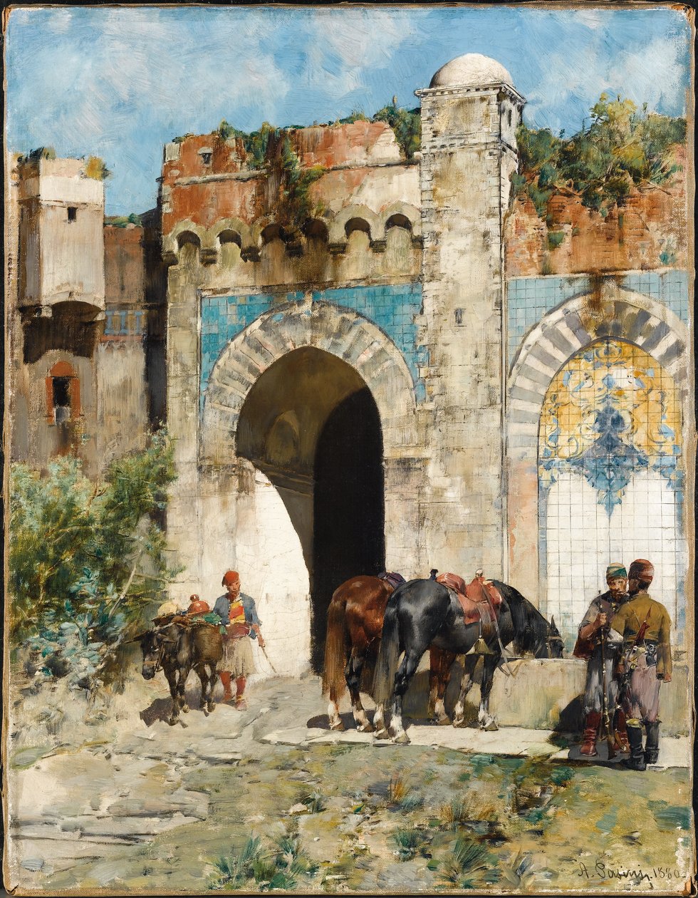 Watering the Horses, 1880 av Alberto Pasini