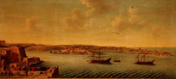 Utsikt over Valletta med skip av St. John Knights Order av Alberto Pullicino