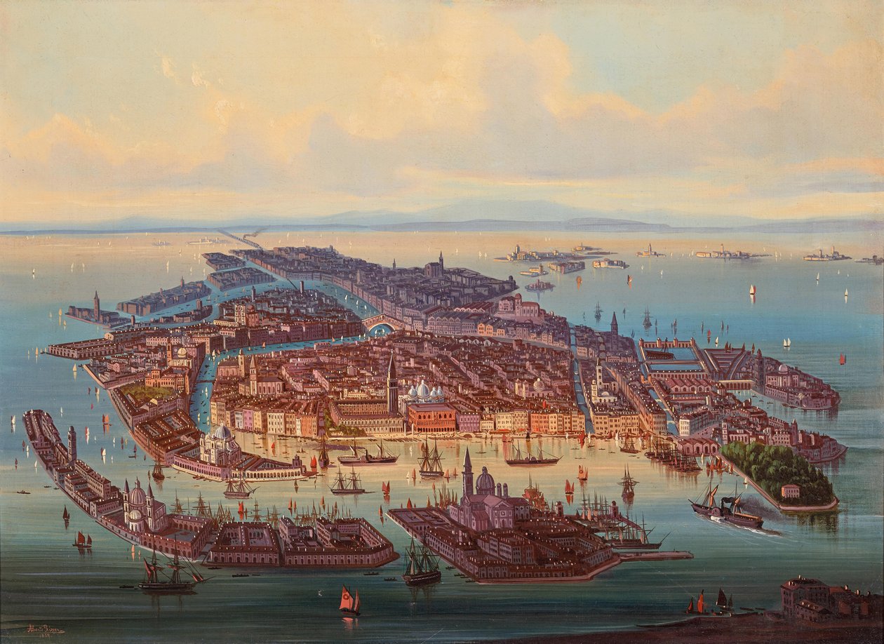 Luftfoto av Venezia, 1867. av Alberto Rieger