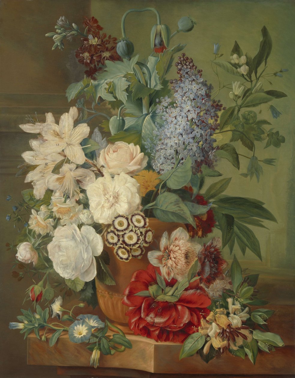 Blomster i en terrakottavase av Albertus Jonas Brandt