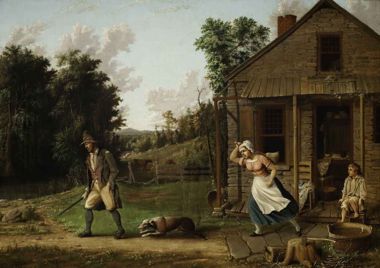 Rip Van Winkle Chased from Home av Dame Van Winkle, 1880 av Albertus D.O Browere