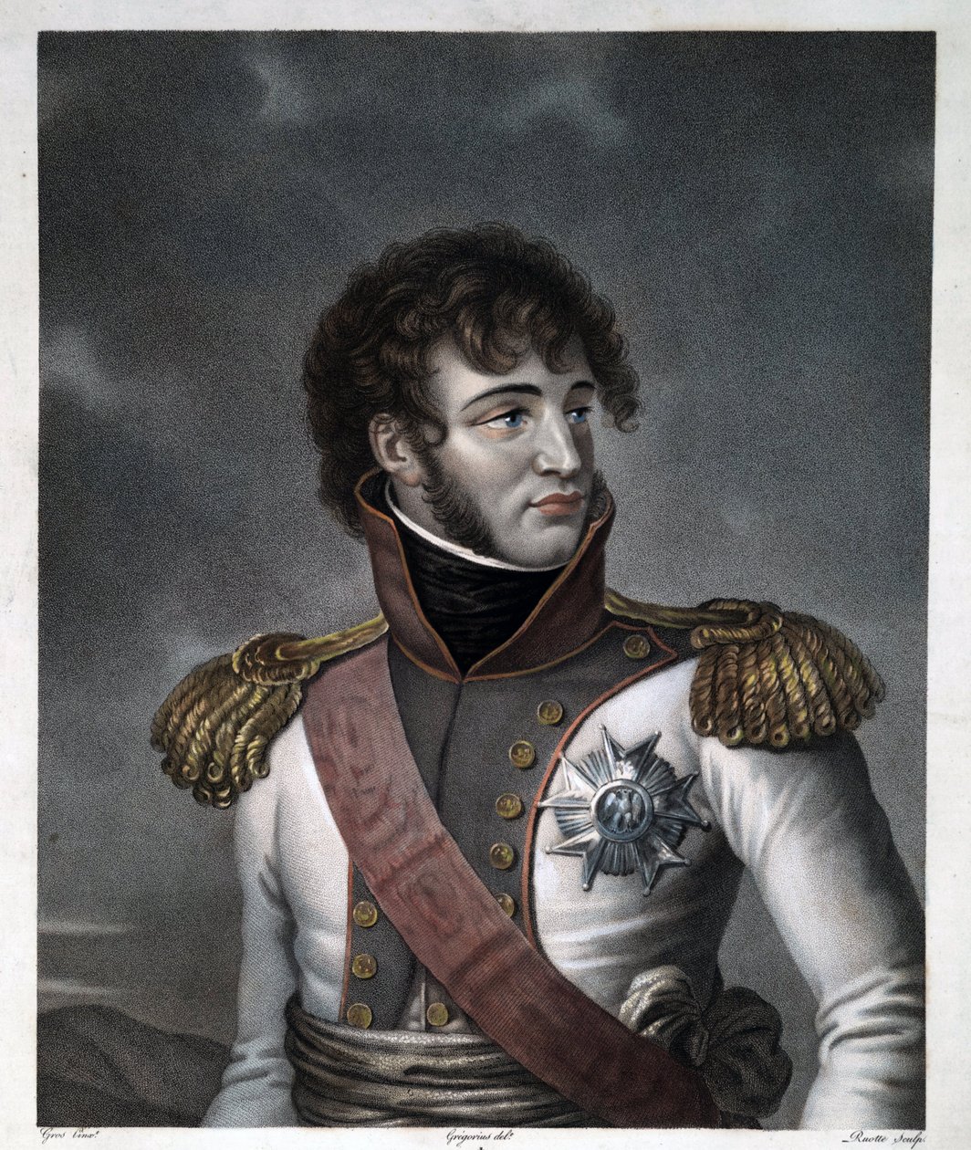 Portrett av Joachim Murat - Gregorius, Albert (1774-1853) - ca 1806 - Etsning, akvarell - 48,5x38 - Privat samling av Albertus Gregorius