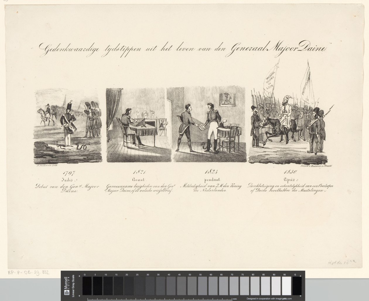 Tegneserie om general Daine Minneverdige tider i livet til generalmajor Daine (tittel på objekt) av Albertus Verhoesen