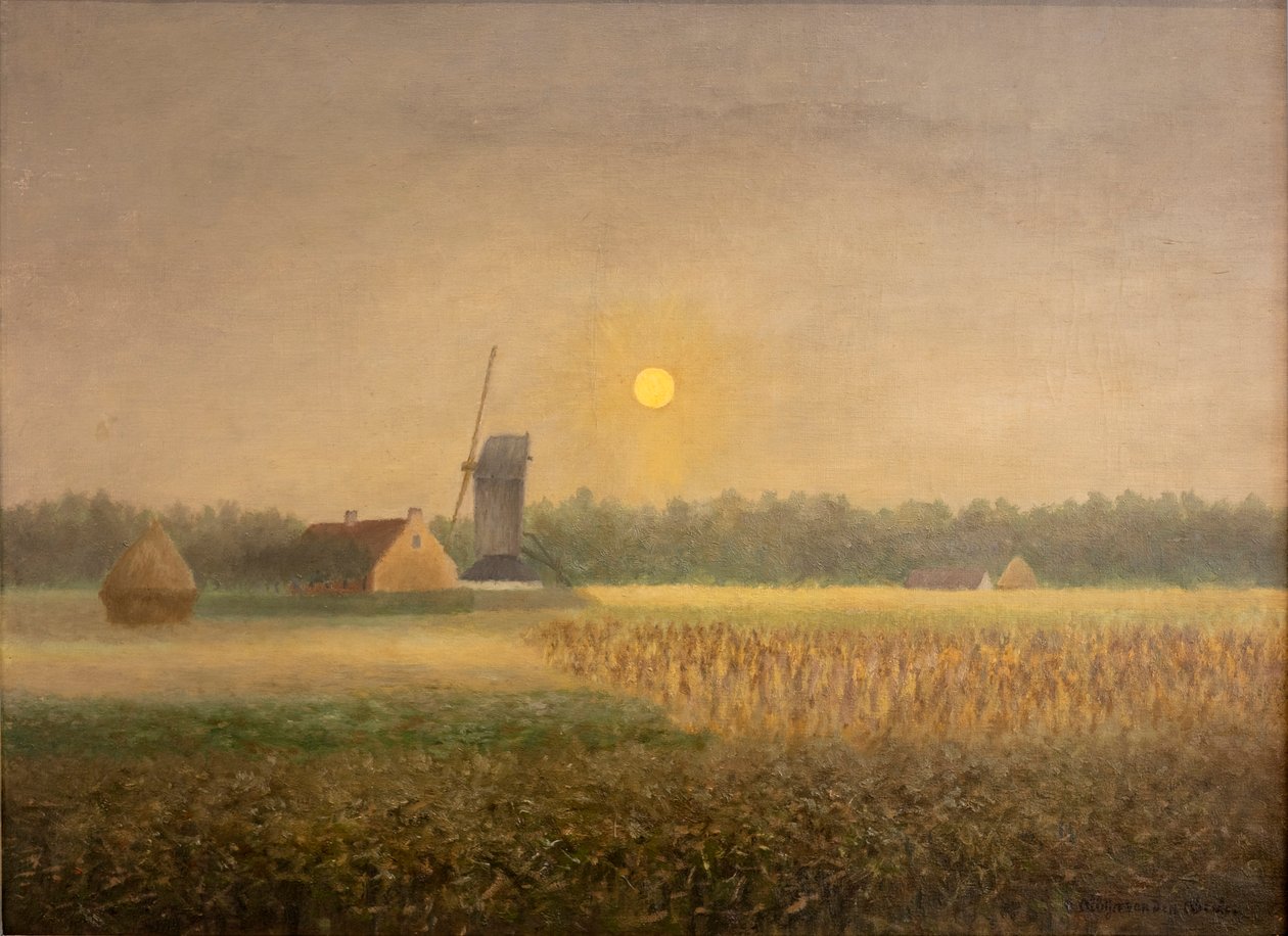Windmilla på Latem på Moonlight av Albijn Van den Abeele