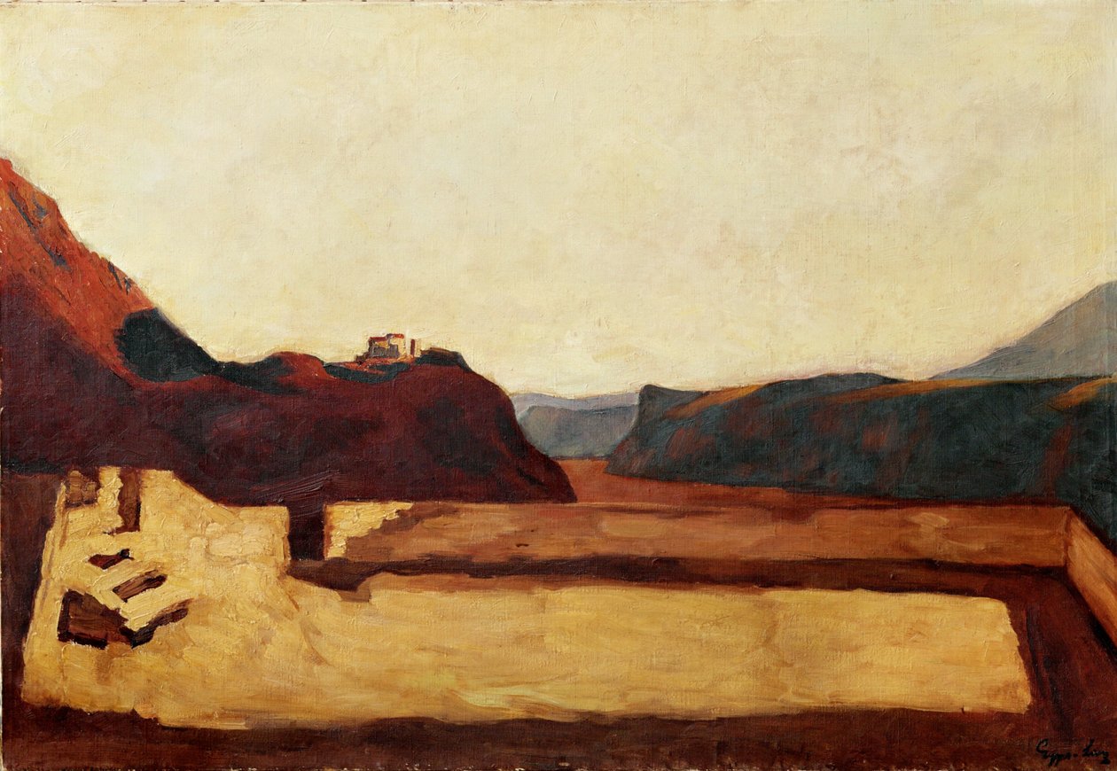 Am Kalvarienberg bei Bozen - Golgata nær Bolzano, Italia (maleri på lerret) av Albin Egger-Lienz