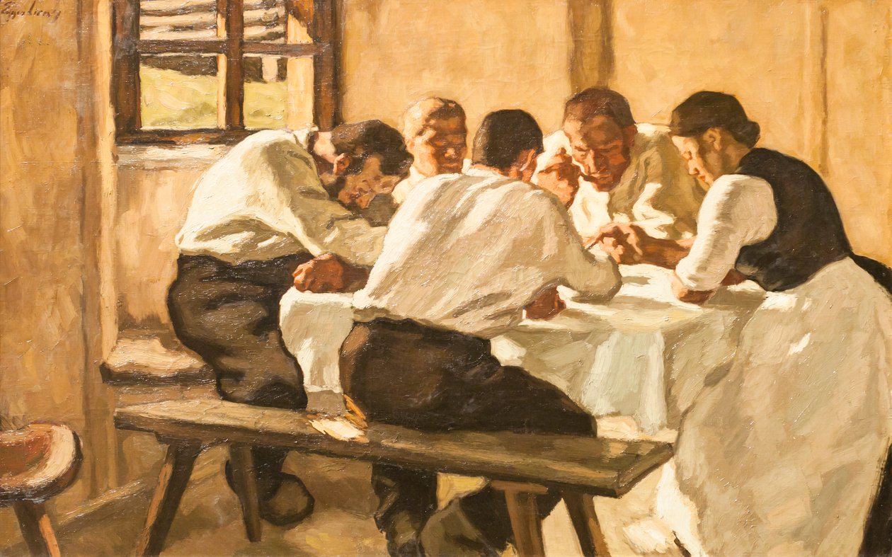 Lunsj, ca. 1910 (olje på lerret) av Albin Egger Lienz