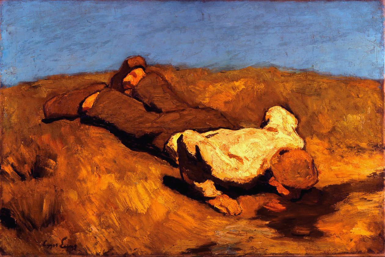 Gutt ved våren våren, 1923 av Albin Egger Lienz