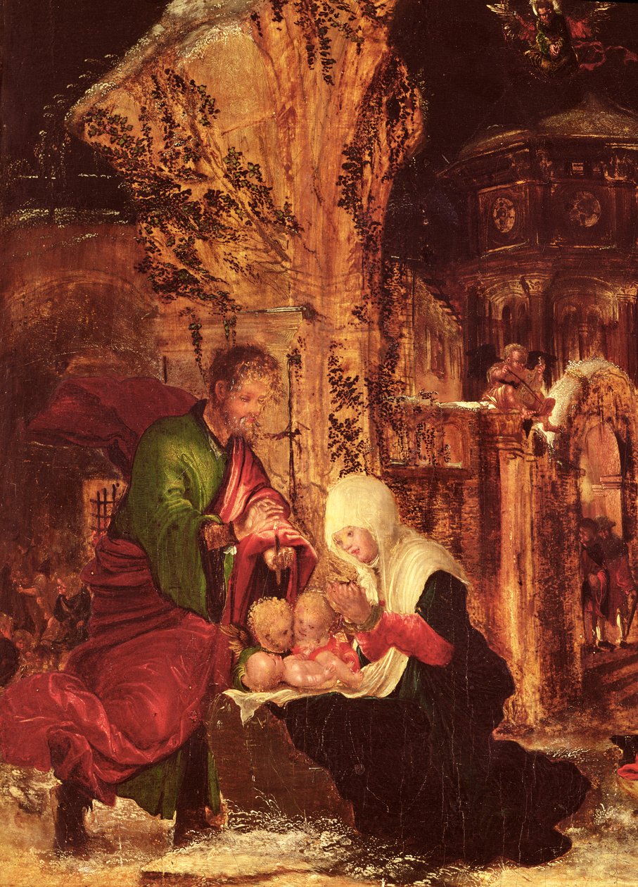 Kristi fødsel (Hellig natt), ca. 1520-25, (detalj av 66588) av Albrecht Altdorfer