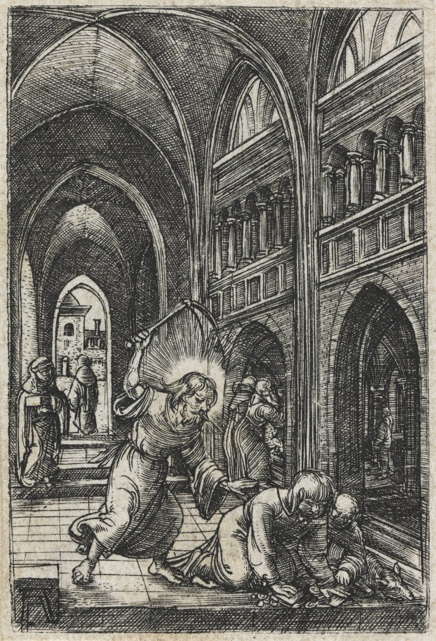 Kristus utviser pengevekslerne fra templet, ca. 1519 av Albrecht Altdorfer