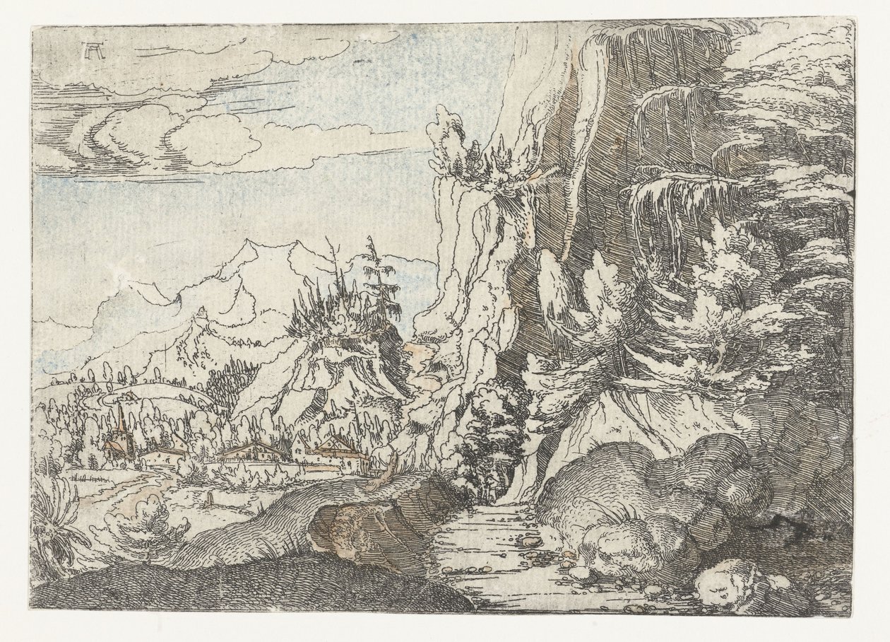 Landskap med en skyggefull klippe av Albrecht Altdorfer