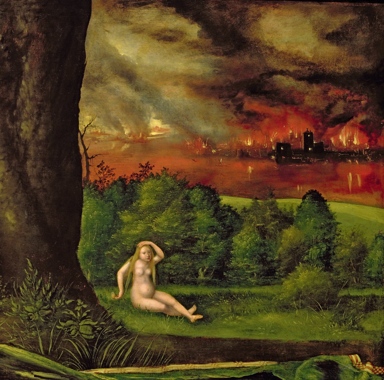 Lot og datteren hans, 1537 (detalj av 66125) av Albrecht Altdorfer