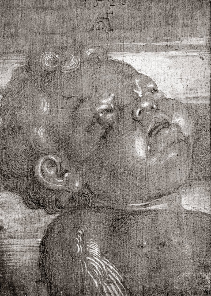 Cherubim Crying, 1521 (grafitt og gouache på papir) av Albrecht Dürer