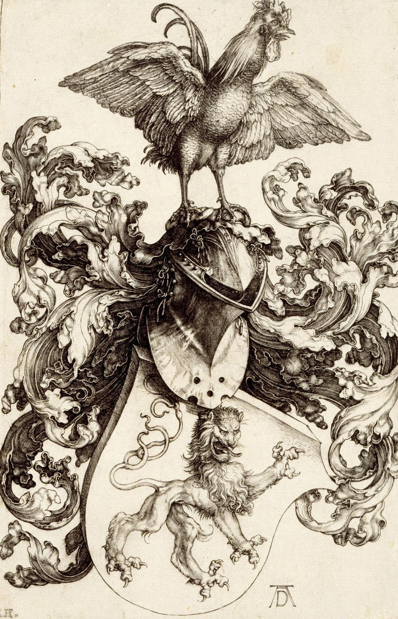 Våpenskjold med en løve og en kuk av Albrecht Dürer