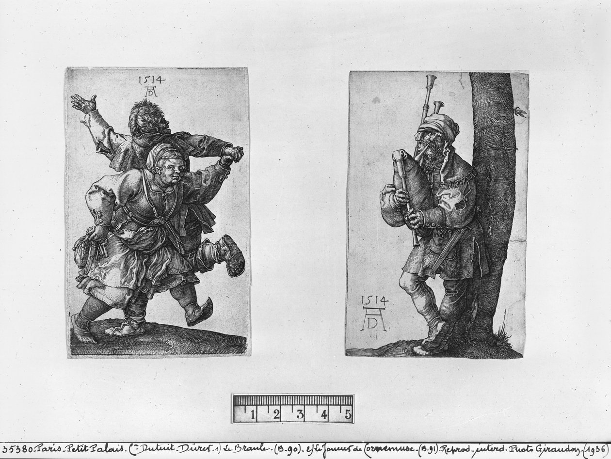 Dansende bønder og en sekkepipespiller, 1514 av Albrecht Dürer