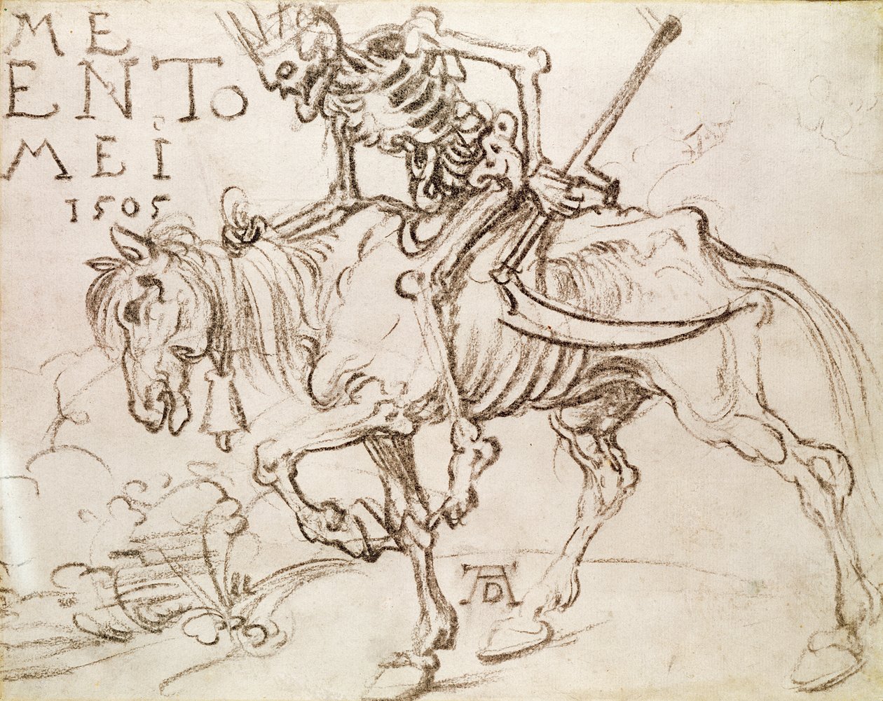 Death Riding, 1505 (kull på papir) av Albrecht Dürer
