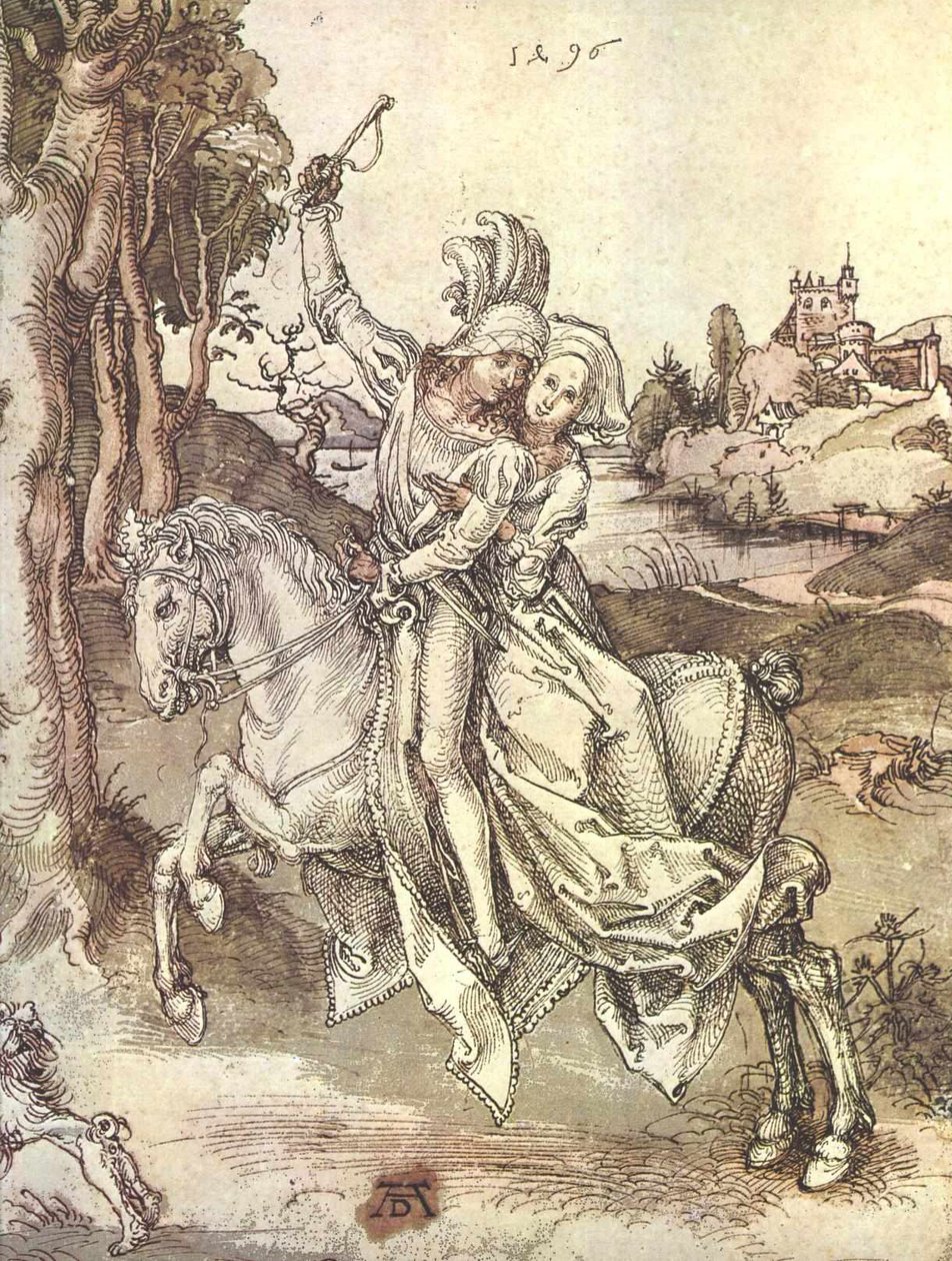 Ungt par på hesteryggen av Albrecht Dürer