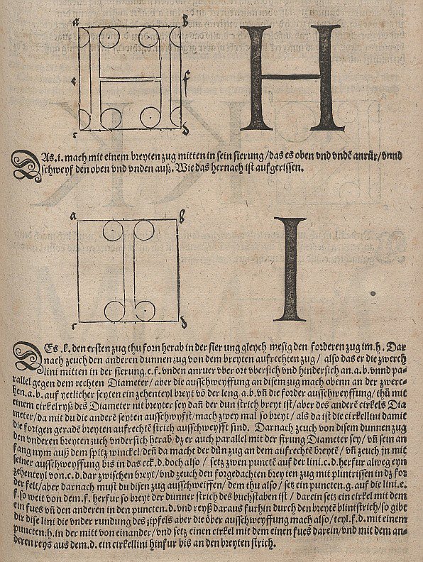 Konstruksjon av bokstaver av Albrecht Dürer