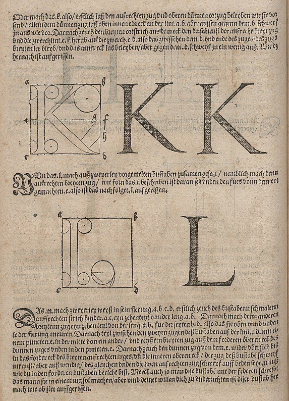 Konstruksjon av bokstaver av Albrecht Dürer