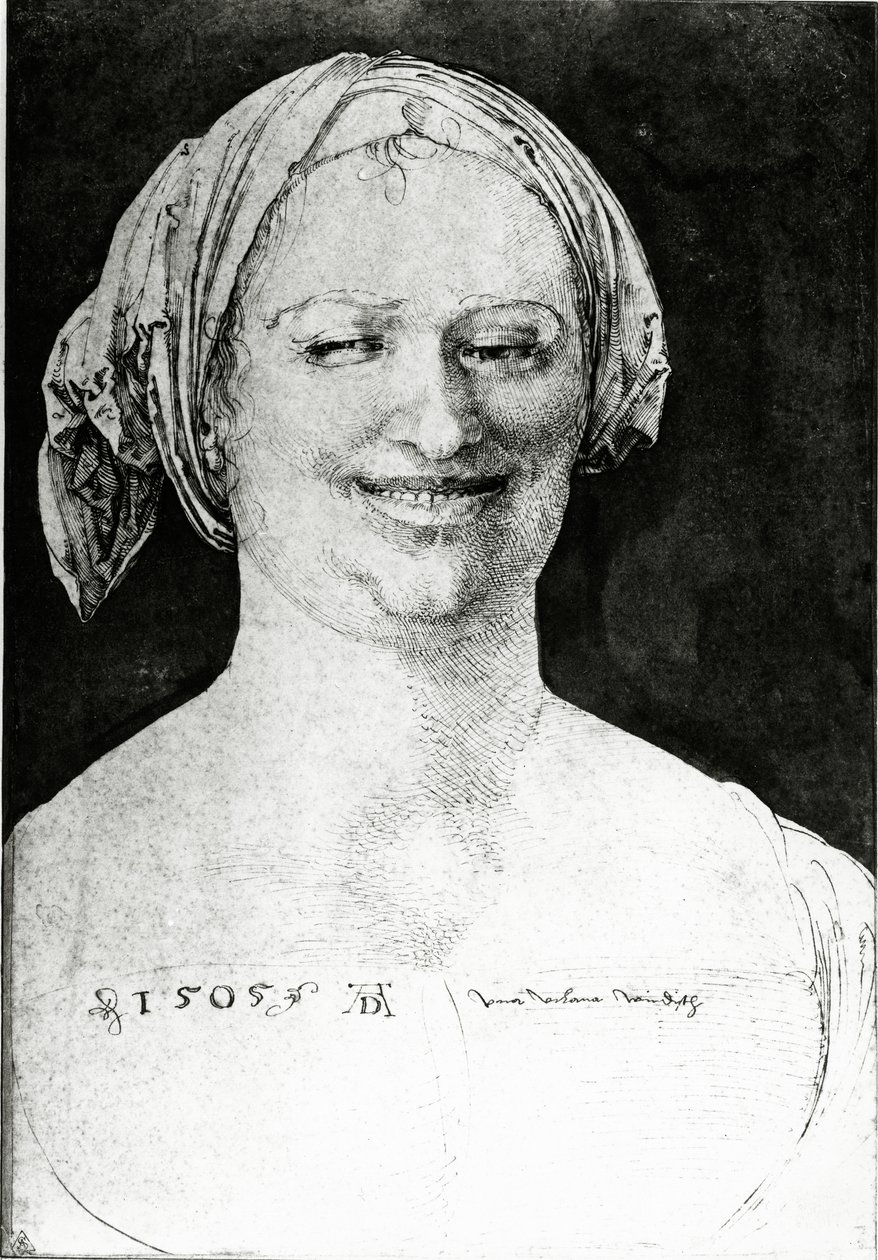 Portrett av en bondekvinne, 1505 (penn, blekk og vask på papir) av Albrecht Dürer