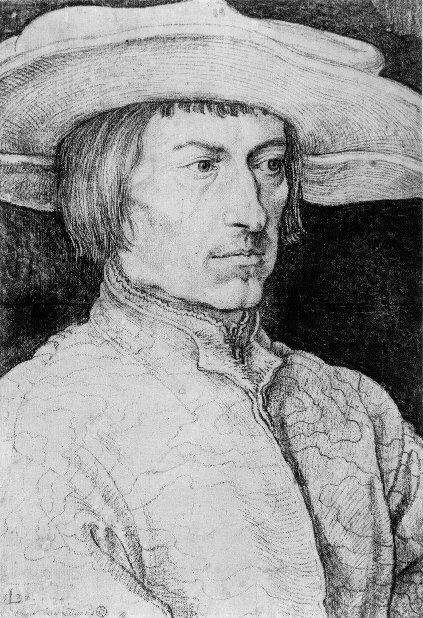 Portrett av en ukjent mann, 1525 (kull på papir) av Albrecht Dürer