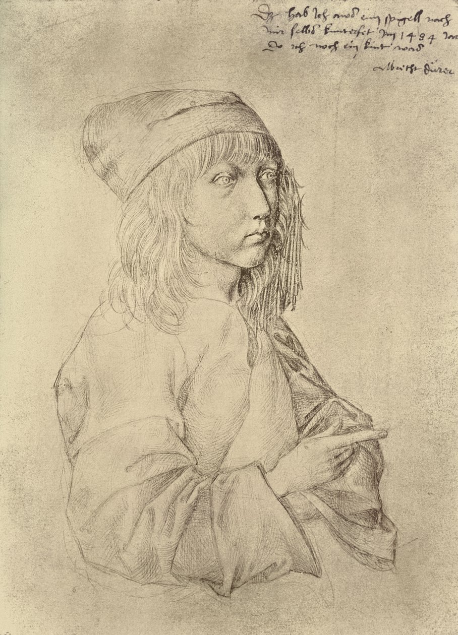 Selvportrett i en alder av tretten, 1484 (sølvpunkt på papir) av Albrecht Dürer