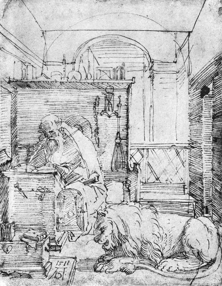 St Jerome i hans studie av Albrecht Dürer
