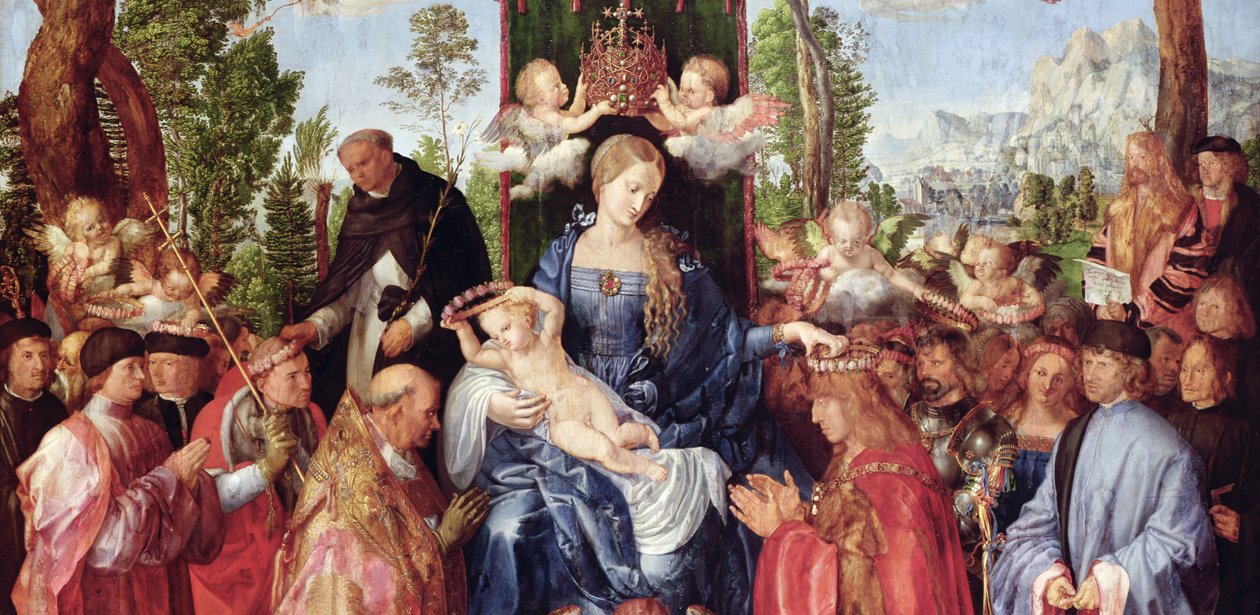 The Feast of the Rose Garlands, 1506 (detalj av 157023) av Albrecht Dürer