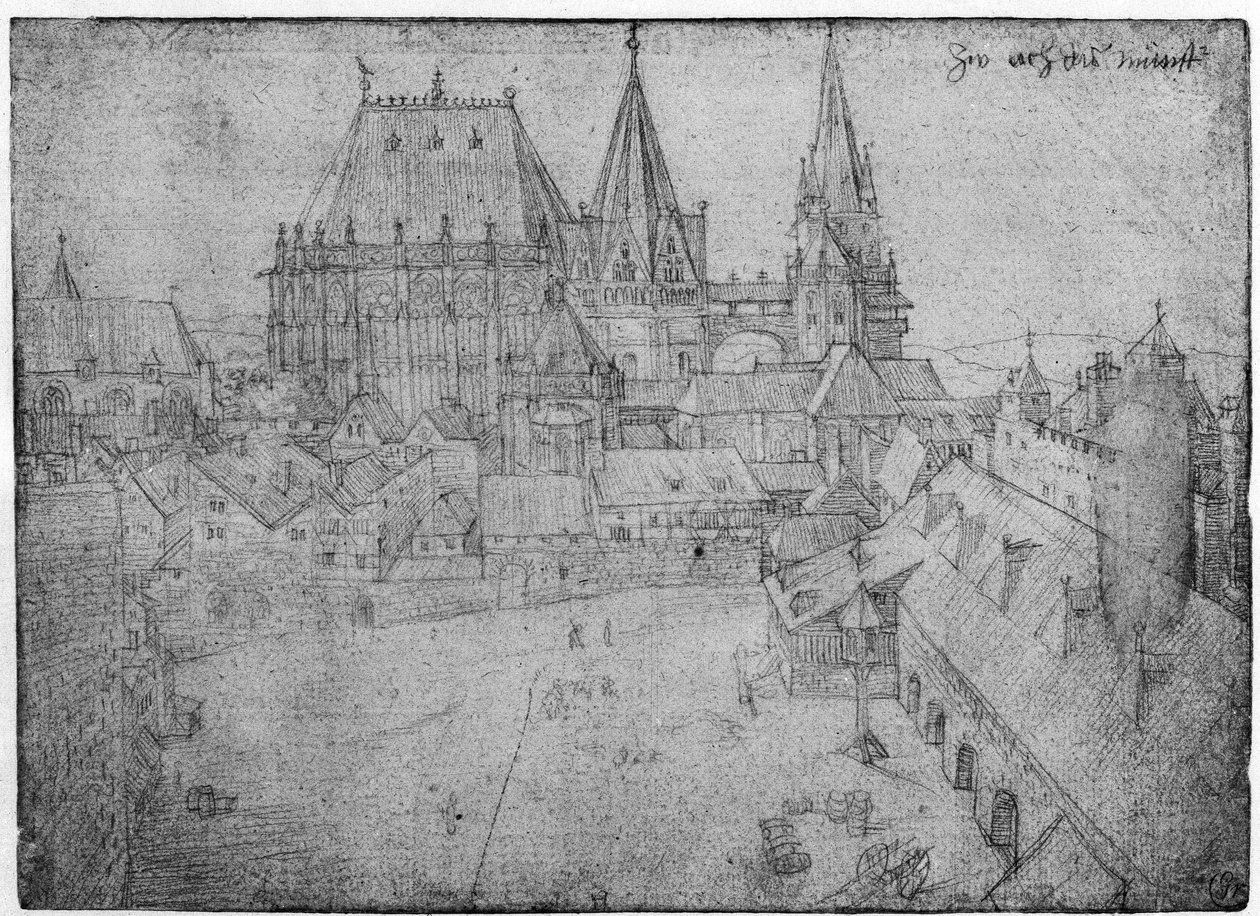 Ministeren i Aachen, 1520 (sølvpunkt på papir) av Albrecht Dürer