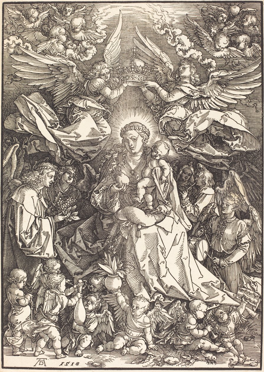 Jomfruen omgitt av mange engler av Albrecht Dürer