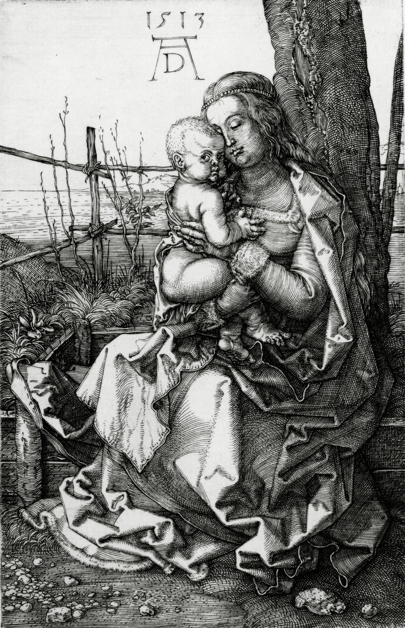 Jomfruen og barnet sittende under et tre, 1513 av Albrecht Dürer