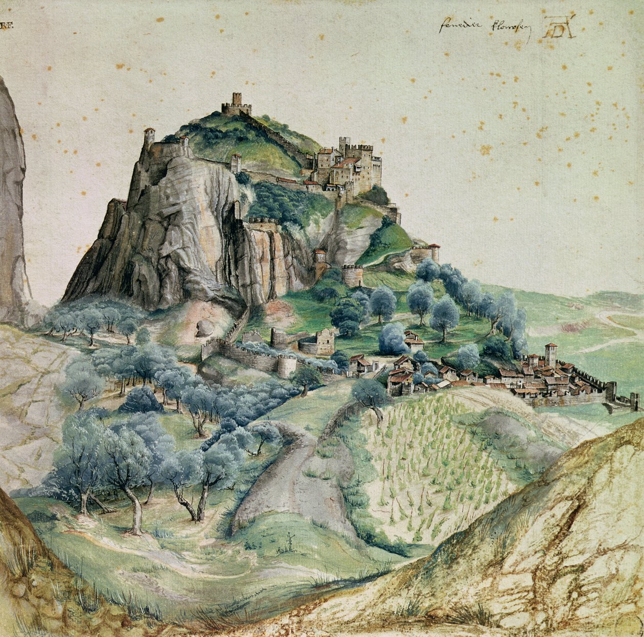 Utsikt over Arco-dalen i Tyrol, 1495 (penn og blekk og wc på papir) av Albrecht Dürer