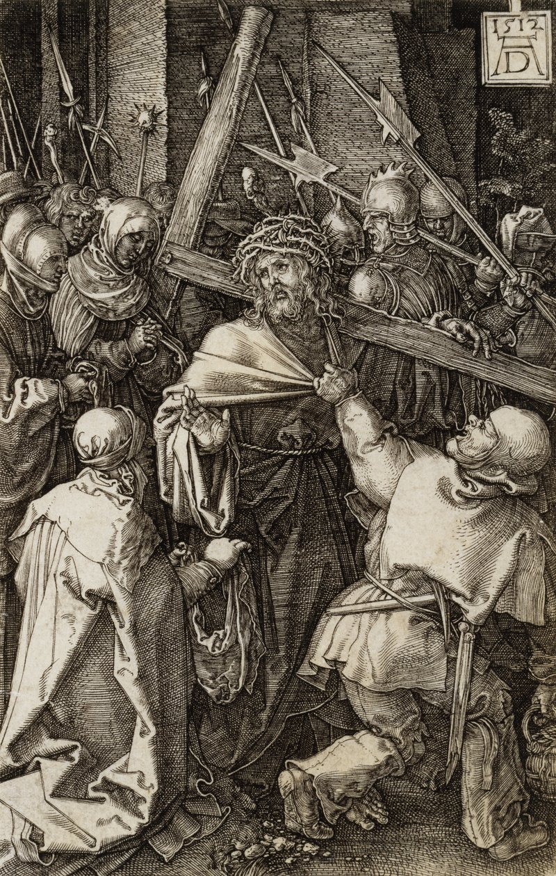 Bæring av korset fra The Engraved Passion, 1512 av Albrecht Dürer