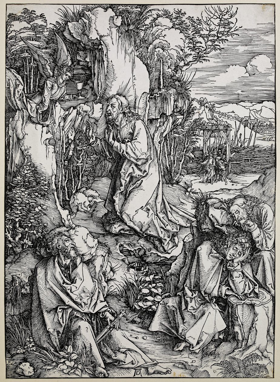 Kristus på olivenberget, 149699 (tresnitt med noen gamle reparasjoner i blekk) av Albrecht Dürer