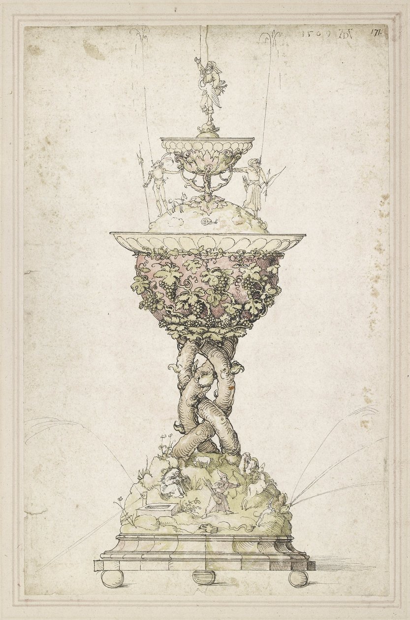 Design for en bordfontene, 1509 (penn og blekk og wc på papir) av Albrecht Dürer