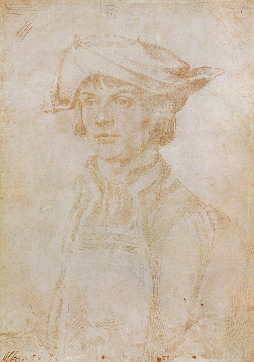 Portrett av Lucas van Leyden (1494-1533), nederlandsk maler og gravør, 1521 (sølvpunkttegning på papir) av Albrecht Dürer