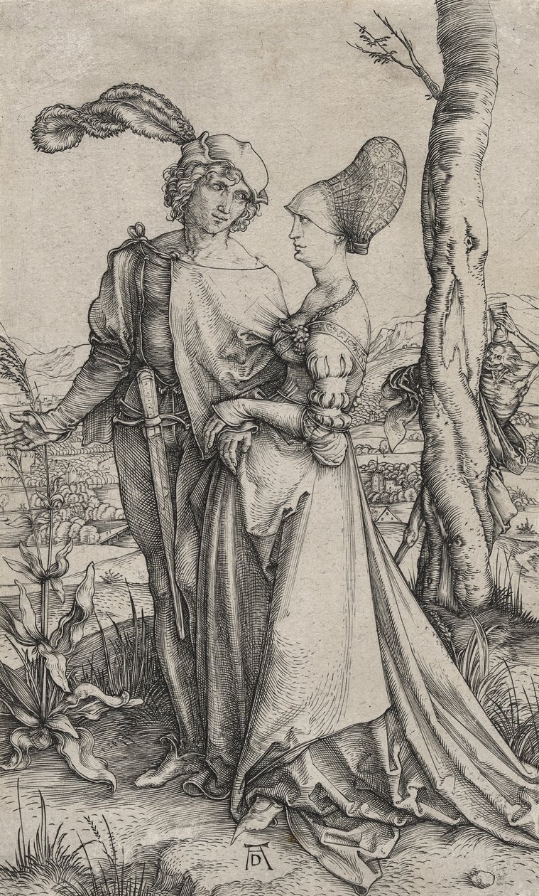 The Promenade or Young Couple Threatened by Death, ca. 1498 (gravering på lagt papir) av Albrecht Dürer