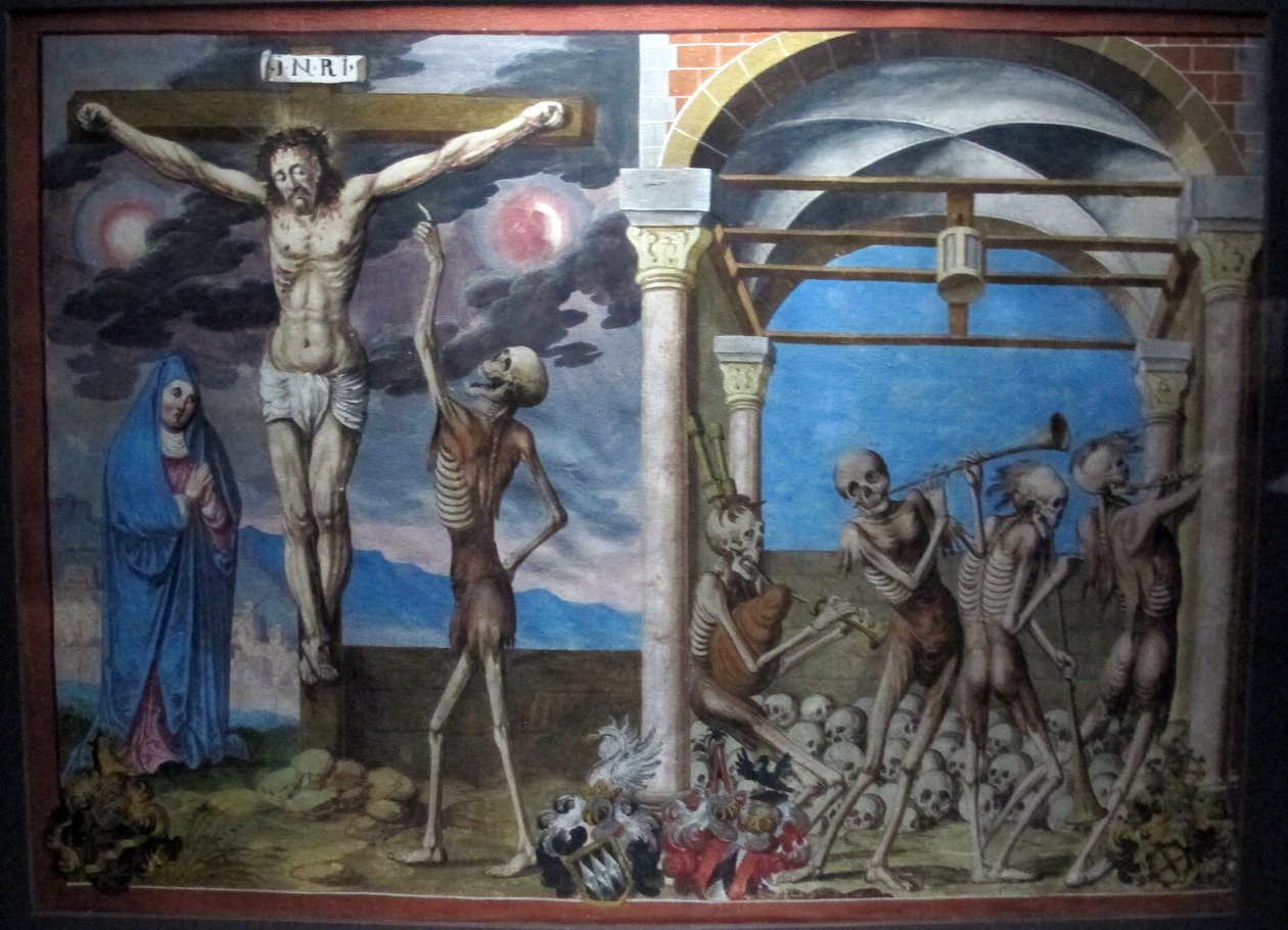 kopi av den tapte makabre dansen av m.manuel fra den dominikanske kirkegården i bern (1512-20) av Albrecht Kauw