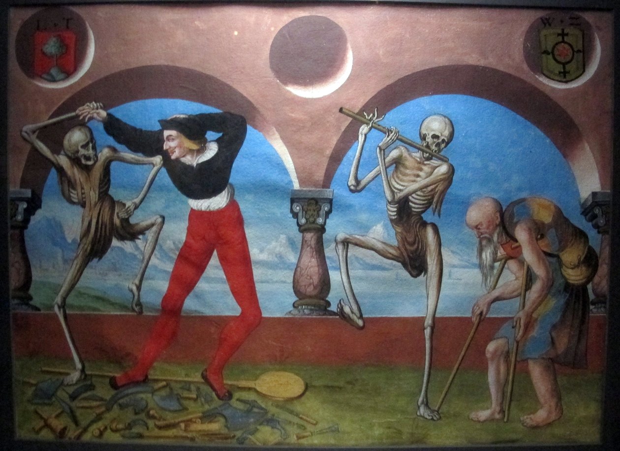 kopi av den tapte makabre dansen av m.manuel fra den dominikanske kirkegården i bern (1512-20) av Albrecht Kauw