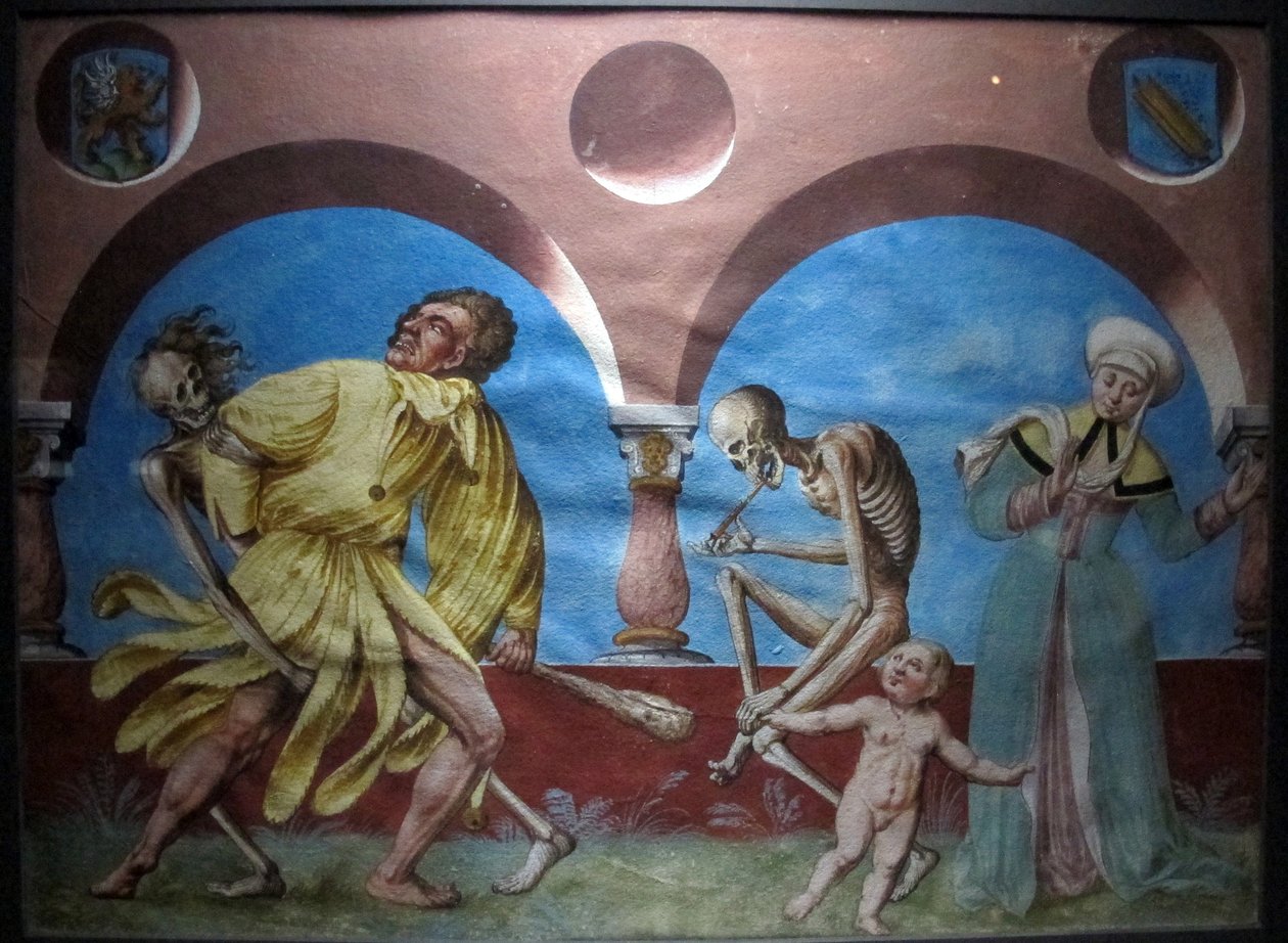 kopi av den tapte makabre dansen av m.manuel fra den dominikanske kirkegården i bern (1512-20) av Albrecht Kauw