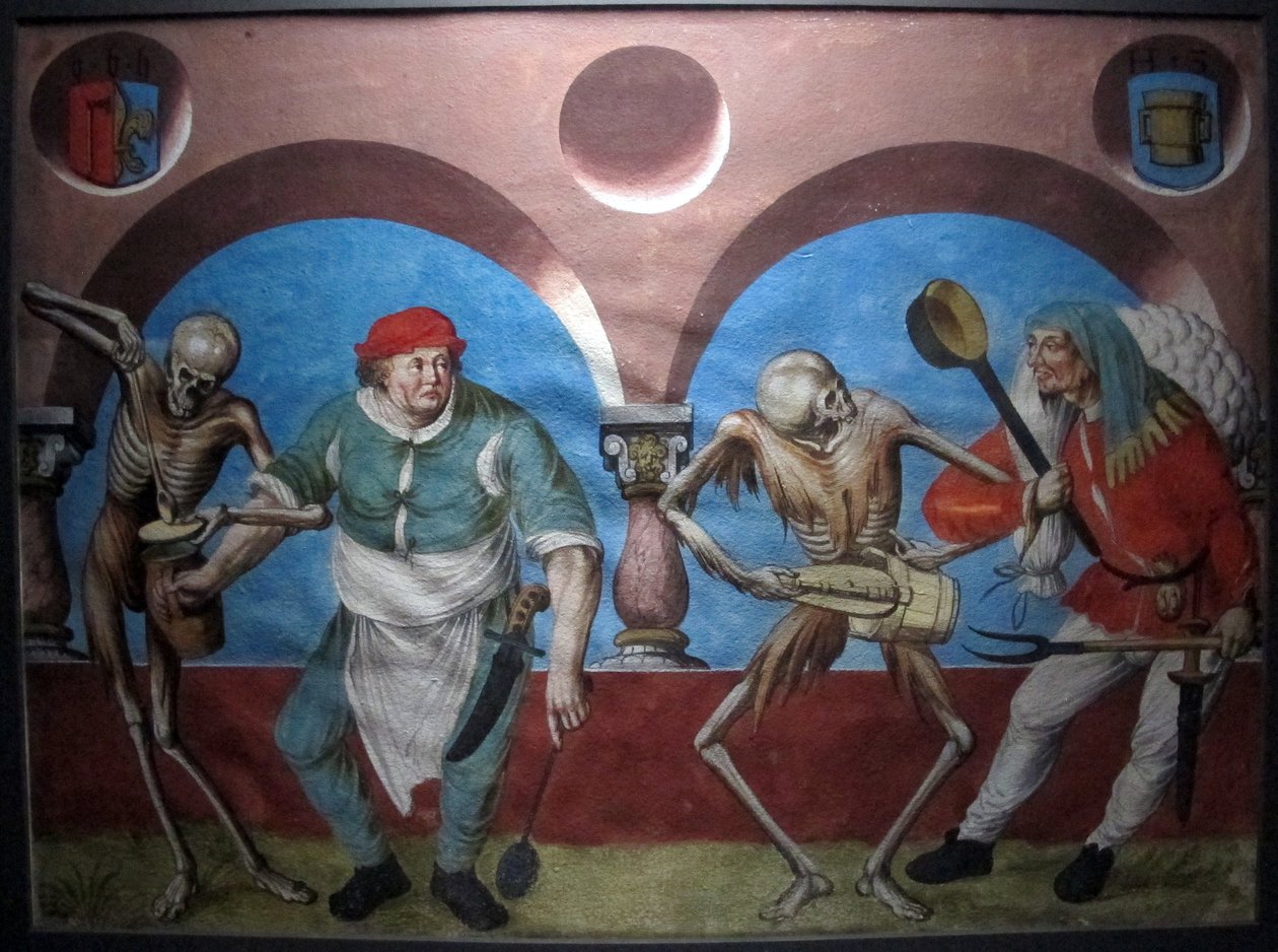 kopi av den tapte makabre dansen av m.manuel fra den dominikanske kirkegården i bern (1512-20) av Albrecht Kauw