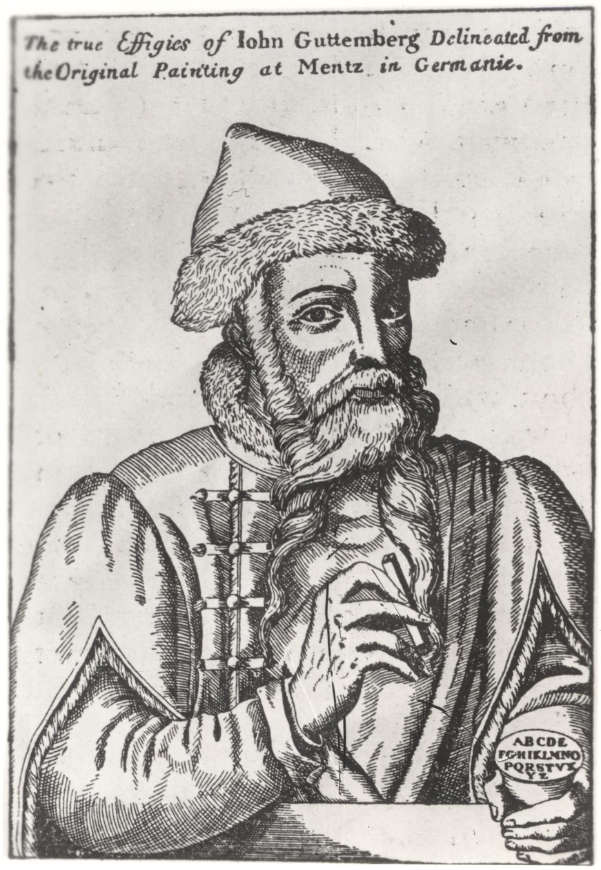 Portrett av Johannes Gutenberg (ca. 1400-68) av Albrecht Mentz