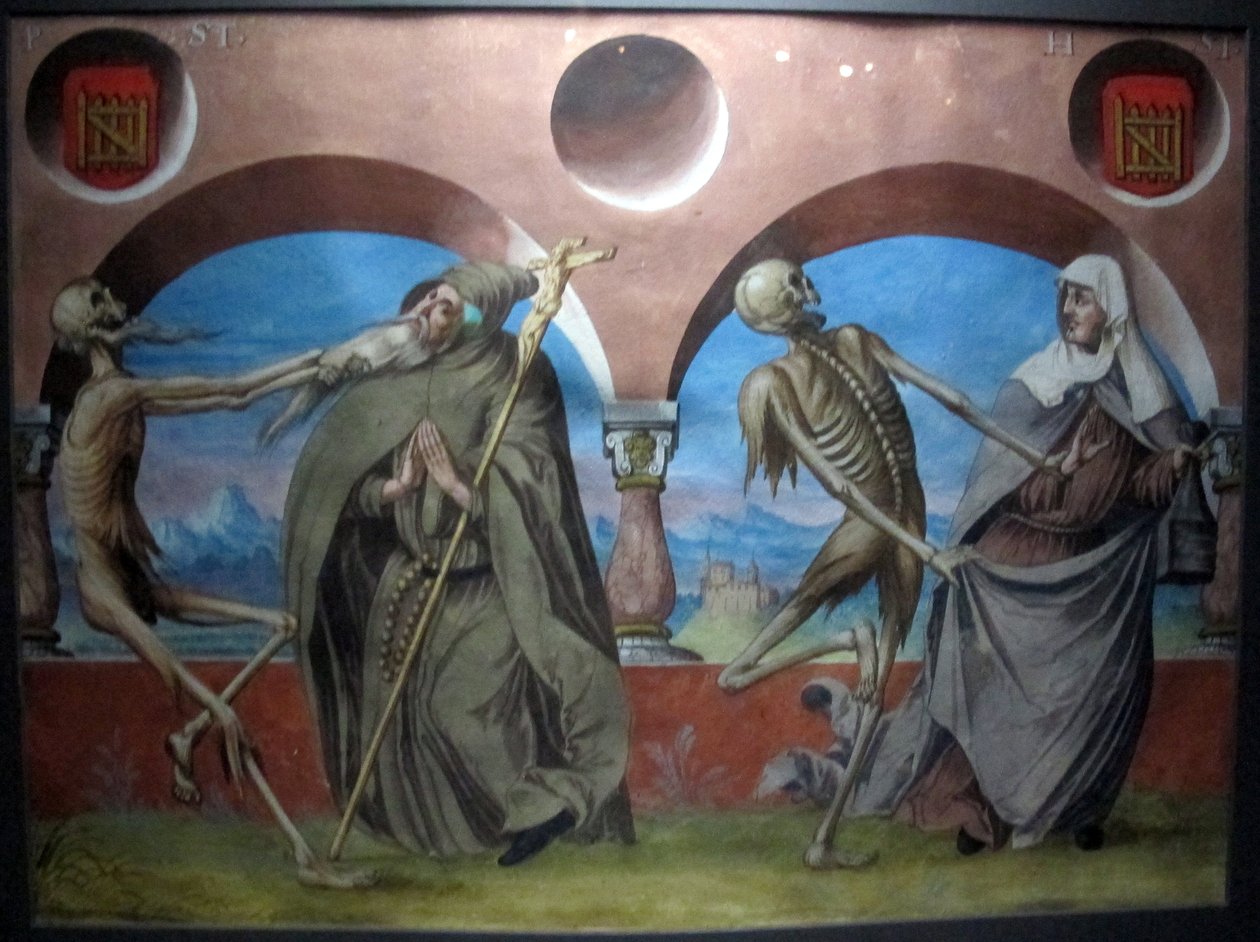kopi av den tapte makabre dansen av m.manuel fra den dominikanske kirkegården i bern (1512-20) av Albrecht Kauw