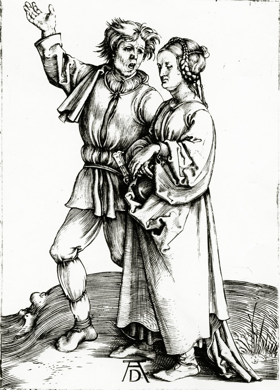 Et rustikk par, gravert av Johannes Wierix, ca. 1565 (gravering) av Albrecht (after) Durer or Duerer