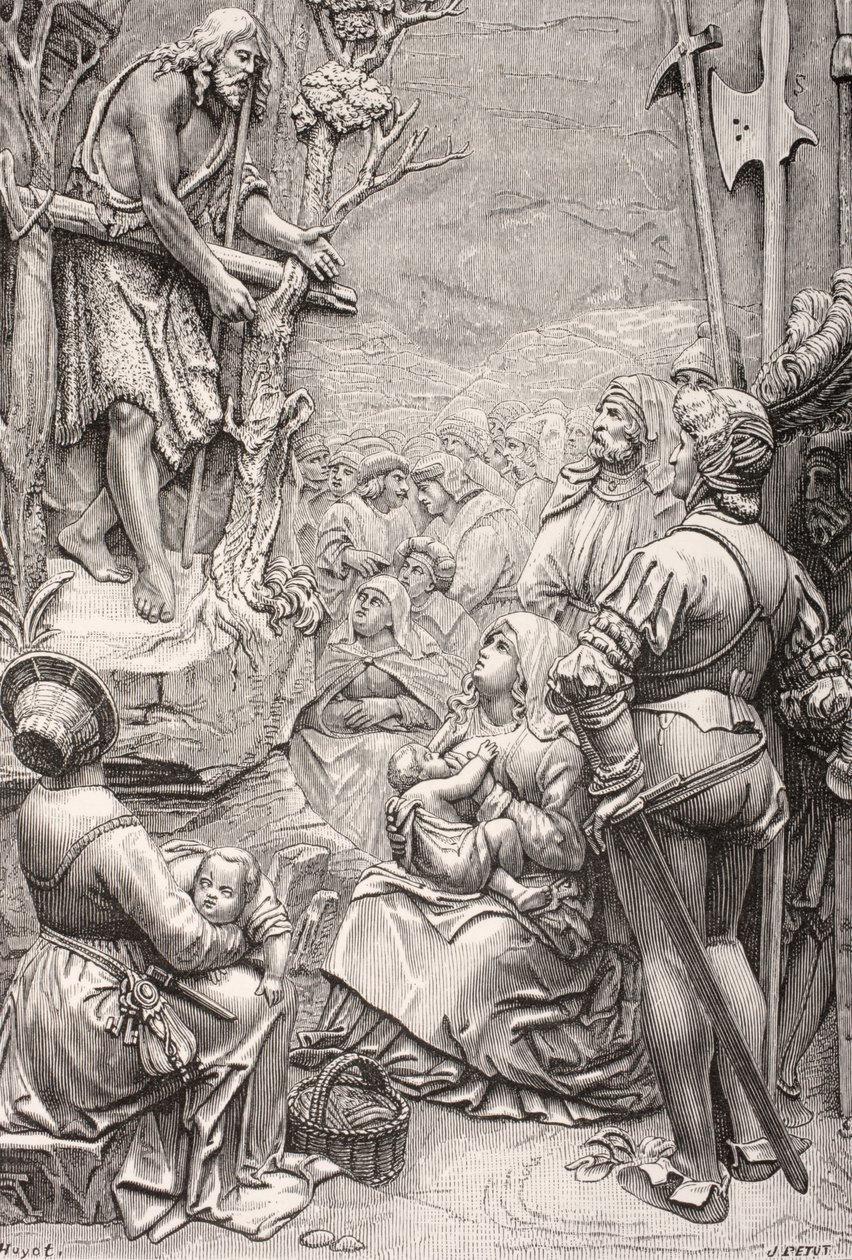 Døperen Johannes som forkynner i ørkenen (gravering) av Albrecht (after) Durer or Duerer
