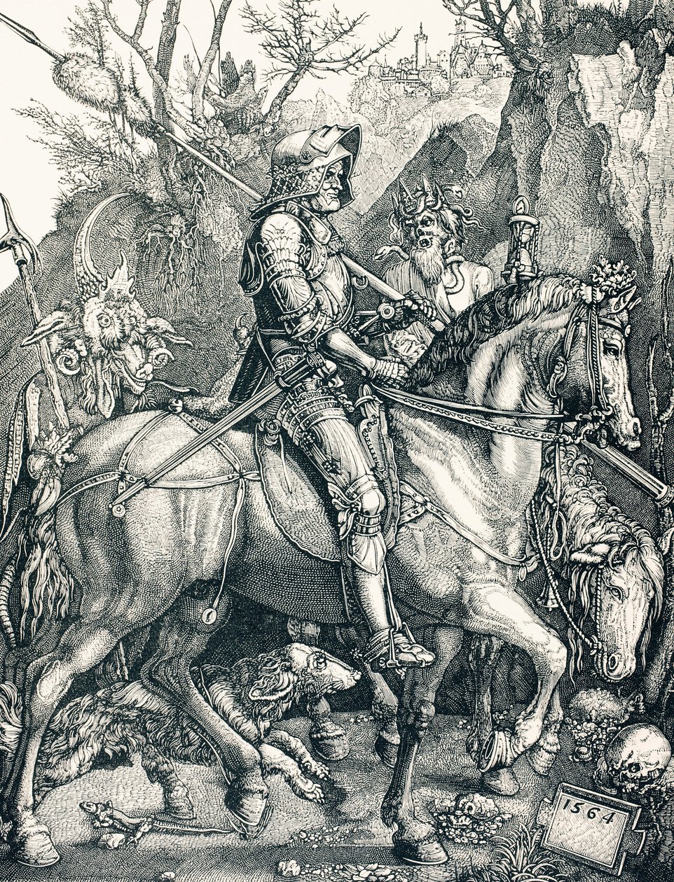 The Knight of Death, ca. 1880 (gravering) av Albrecht (after) Durer or Duerer