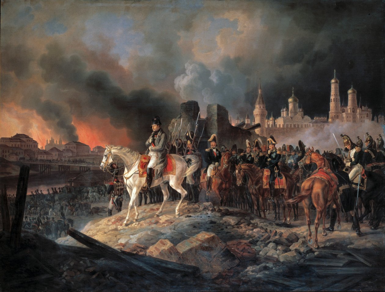 Napoleon Bonaparte i Moskva, 1840. av Albrecht Adam