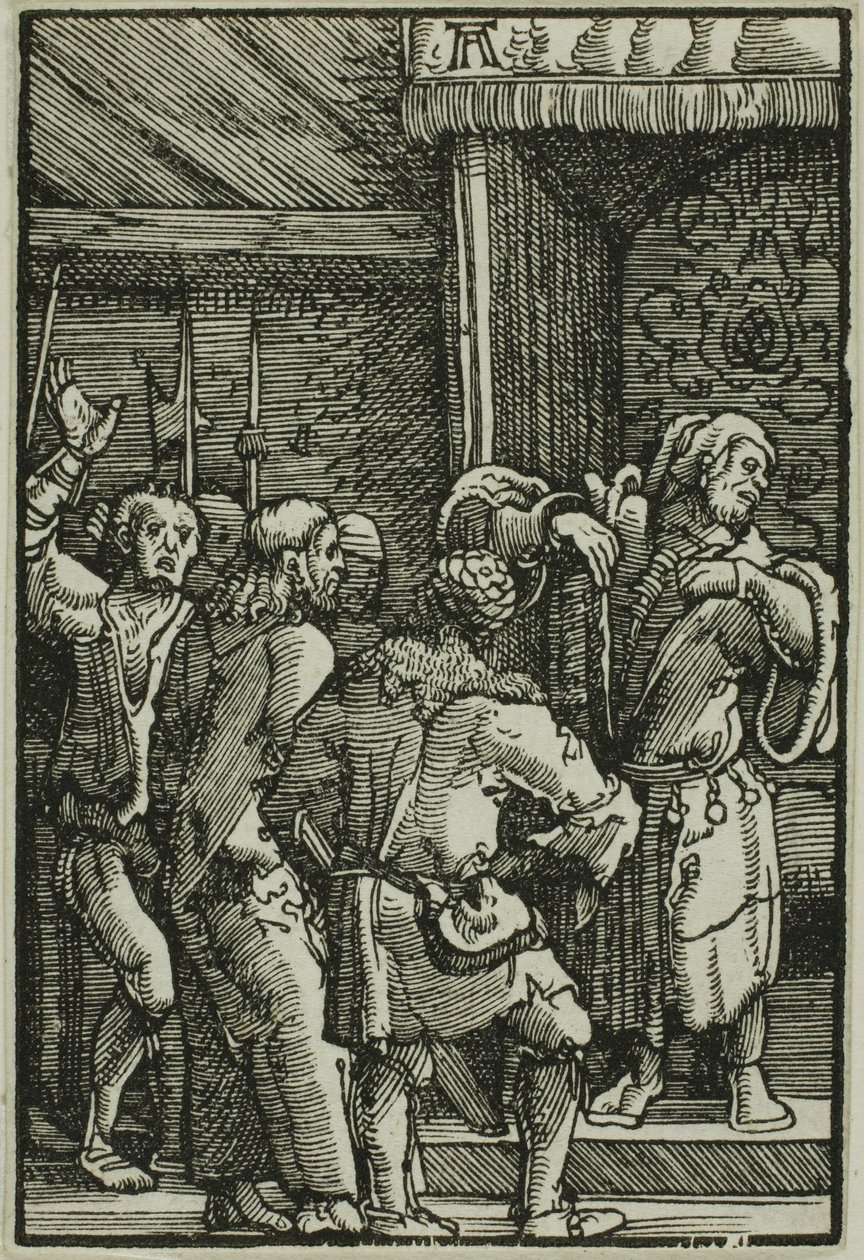 Kristus før Kaifas, fra Menneskets syndefall og forløsning av Albrecht Altdorfer