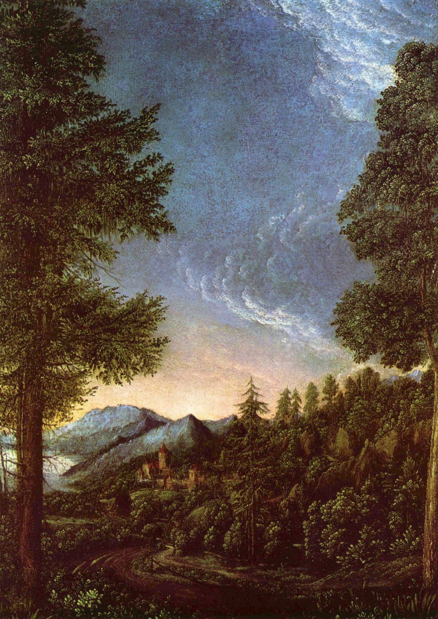 Landskap ved Donau nær Regensburg av Albrecht Altdorfer