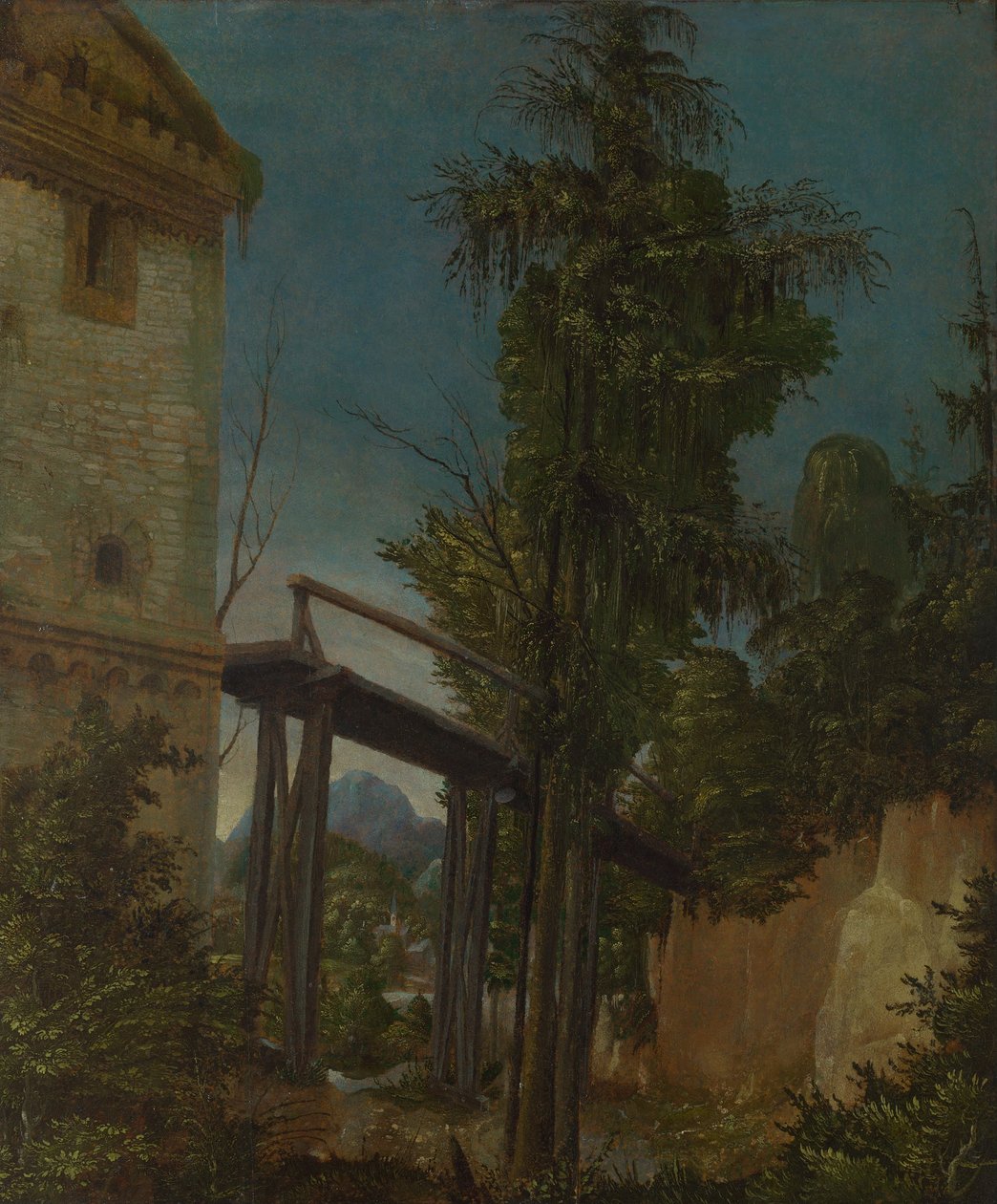 Landskap med gangbro av Albrecht Altdorfer