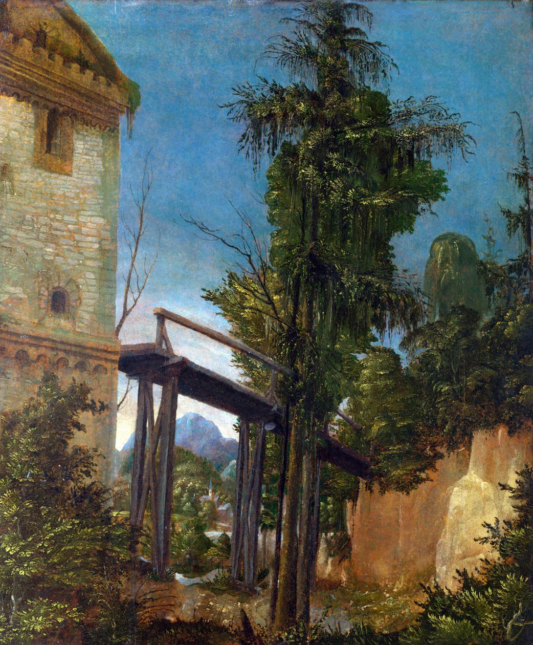Landskap med gangbro av Albrecht Altdorfer